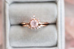 Olivia | 14K Rose Quartz & Diamond Crown Cluster Ring - Emi Conner Jewelry 