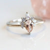 Ophelia | 14K Pear Peach Pink Morganite Crown Promise Ring - Emi Conner Jewelry 