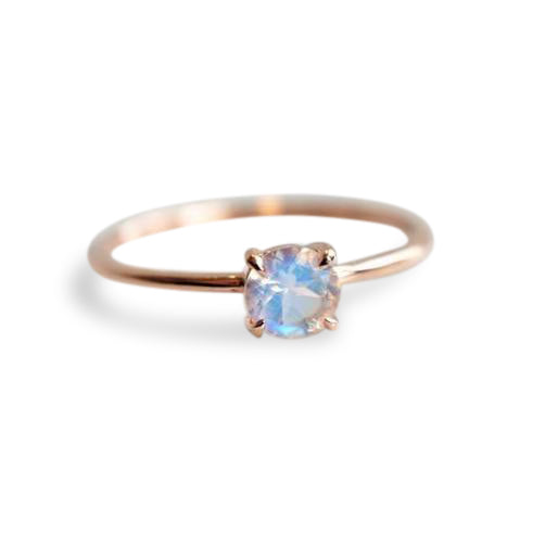 EVA | 0.4 ct. Round Rainbow Moonstone Solitaire Promise Ring - Emi Conner Jewelry 