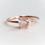 EVA | 0.7 ct. Round Rose Quartz Petite Solitaire Ring - Emi Conner Jewelry 