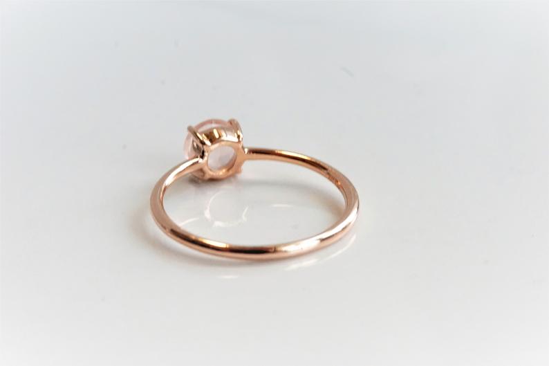 EVA | 0.7 ct. Round Rose Quartz Petite Solitaire Ring - Emi Conner Jewelry 