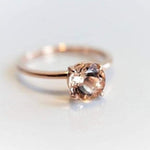 ALVA l Classic 1 Carat Round Peach Morganite Solitaire Ring - Emi Conner Jewelry 