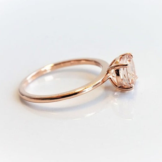 ALVA l Classic 1 Carat Round Peach Morganite Solitaire Ring - Emi Conner Jewelry 