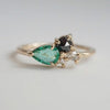 Bella | 14K Emerald & Black Diamond Mini Cluster Ring - Emi Conner Jewelry 