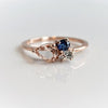 Bella | 14K Pear Morganite & Blue Sapphire Mini Cluster ring - Emi Conner Jewelry 