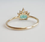 Olina | 14K Natural Oval Emerald & Diamond Ring Crown Ring - Emi Conner Jewelry 