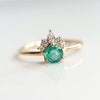 Olivia | 14K Natural Round Emerald & Diamond Crown Ring - Emi Conner Jewelry 
