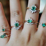 Olivia | 14K Natural Round Emerald & Diamond Crown Ring - Emi Conner Jewelry 