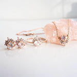 Olivia | 14K Rose Quartz & Diamond Crown Pendant Necklace - Emi Conner Jewelry 