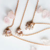 Ophelia | 14K Pear Morganite & Diamond Floating Crown Pendant Necklace - Emi Conner Jewelry 