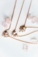 Ophelia | 14K Pear Morganite & Diamond Floating Crown Pendant Necklace - Emi Conner Jewelry 