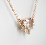 Olina | 14K Morganite & Diamond Floating Crown Pendant Necklace - Emi Conner Jewelry 