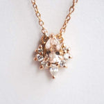 Ophelia | 14K Pear Morganite & Diamond Floating Crown Pendant Necklace - Emi Conner Jewelry 