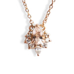 Ophelia | 14K Pear Morganite & Diamond Floating Crown Pendant Necklace