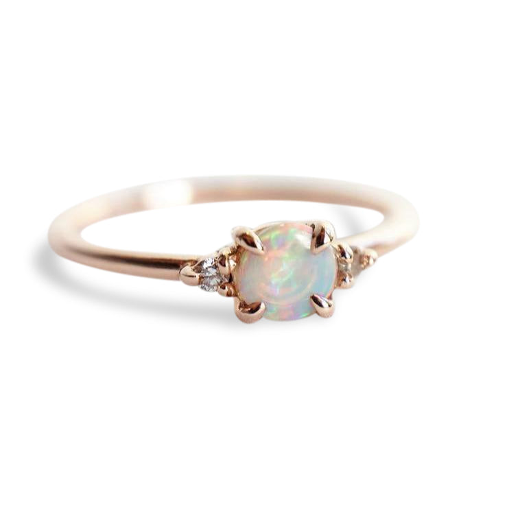 Sophie | Australian Opal Petite 3-Stone Dainty Ring – Emi Conner Jewelry