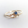 Bella | 14K Pear Morganite & Blue Sapphire Mini Cluster ring - Emi Conner Jewelry 