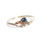 Bella | 14K Pear Morganite & Blue Sapphire Mini Cluster ring