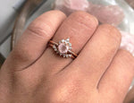 Olivia | 14K Rose Quartz & Diamond Crown Cluster Ring - Emi Conner Jewelry 