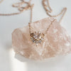 Olivia | 14K Rose Quartz & Diamond Crown Pendant Necklace - Emi Conner Jewelry 