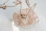 Olivia | 14K Rose Quartz & Diamond Crown Pendant Necklace - Emi Conner Jewelry 