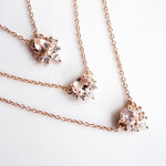 Ophelia | 14K Pear Morganite & Diamond Floating Crown Pendant Necklace - Emi Conner Jewelry 