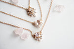 Olina | 14K Morganite & Diamond Floating Crown Pendant Necklace - Emi Conner Jewelry 