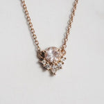 Olivia | 14K Rose Quartz & Diamond Crown Pendant Necklace - Emi Conner Jewelry 