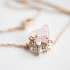 Olina | 14K Morganite & Diamond Floating Crown Pendant Necklace - Emi Conner Jewelry 