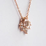 Ophelia | 14K Pear Morganite & Diamond Floating Crown Pendant Necklace - Emi Conner Jewelry 
