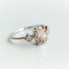 Cara No.1 | Oval Peach Morganite and Diamond Triple Station Ring - Emi Conner Jewelry 