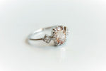 Cara No.1 | Oval Peach Morganite and Diamond Triple Station Ring - Emi Conner Jewelry 