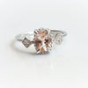 Cara No.1 | Oval Peach Morganite and Diamond Triple Station Ring - Emi Conner Jewelry 