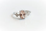 Cara No.1 | Oval Peach Morganite and Diamond Triple Station Ring - Emi Conner Jewelry 