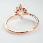 Ophelia | 14K Pear Peach Pink Morganite Crown Promise Ring - Emi Conner Jewelry 