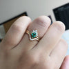 Ophelia | 14K Pear Natural Emerald and Diamond Ring - Emi Conner Jewelry 