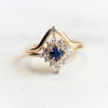 Skylar | 14K Blue Sapphire & Diamond Snowflake Halo Ring - Emi Conner Jewelry 