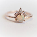 Olivia | 14K Australian Opal & Diamond Accented Promise Ring - Emi Conner Jewelry 