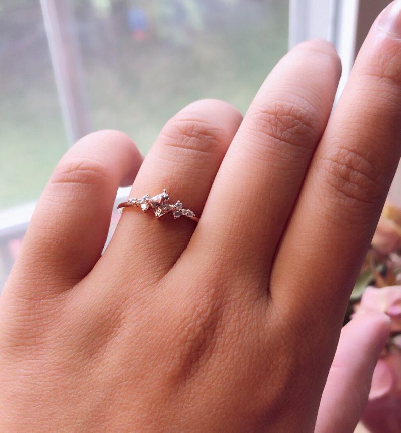 Scarlett | 14K Morganite & Diamond Cluster Ring - Emi Conner Jewelry 