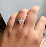 ALVA l 0.7 ct Round Rose Quartz Dainty Solitaire Ring In Hammer Finish - Emi Conner Jewelry 