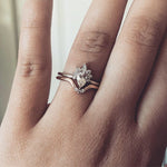 Ophelia | 14K Pear Peach Pink Morganite Crown Promise Ring - Emi Conner Jewelry 