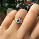 Skylar |  14K Australian Opal and Diamond Snowflake Fancy Halo Ring - Emi Conner Jewelry 