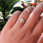 Skylar |  14K Australian Opal and Diamond Snowflake Fancy Halo Ring - Emi Conner Jewelry 