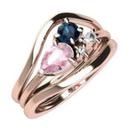 Bella | 14K Pear Morganite & Blue Sapphire Mini Cluster ring - Emi Conner Jewelry 