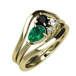 Bella | 14K Emerald & Black Diamond Mini Cluster Ring - Emi Conner Jewelry 