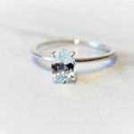 ALVA | 14K 0.7 ct Oval Aquamarine Dainty Solitaire Ring - Emi Conner Jewelry 