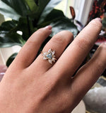 Layla | 14K Trillion Aquamarine & Diamond Petite Cocktail Ring - Emi Conner Jewelry 