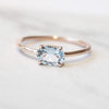 EVA | 14K 0.7 ct. Oval Aquamarine East West Solitaire Ring - Emi Conner Jewelry 