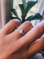 EVA | 14K Side Stone Pear Australian Opal & Diamond Ring - Emi Conner Jewelry 