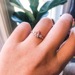 EVA | 3-Stone Pear Morganite and Diamond Ring - Emi Conner Jewelry 