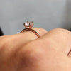 ALVA l 0.7 ct Round Rose Quartz Dainty Solitaire Ring In Hammer Finish - Emi Conner Jewelry 